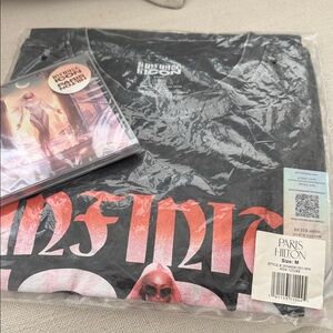 Paris Hilton Black and Pink Graphic Tee